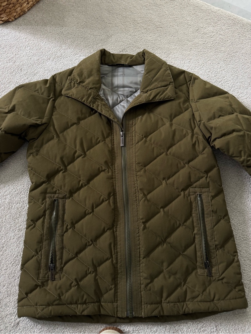 Nau Olive Quilted Collar Jacket